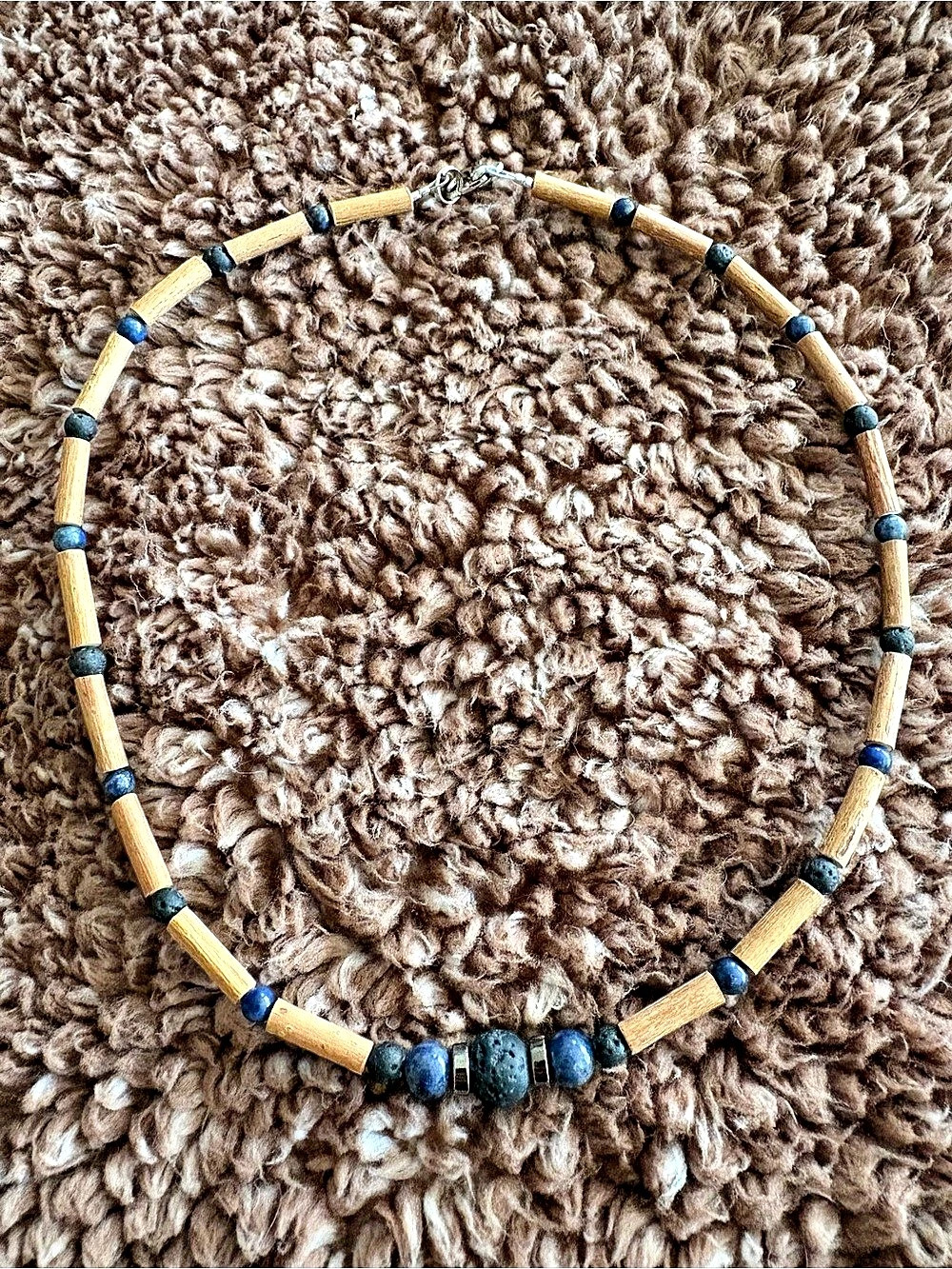 Beaded Necklace in Brown & Blue Like New